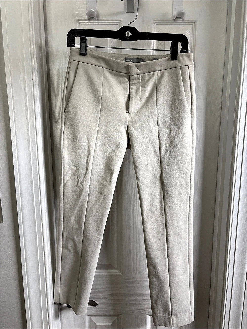 Vince Stitch Front Seam Ponte Legging Trousers in Cream